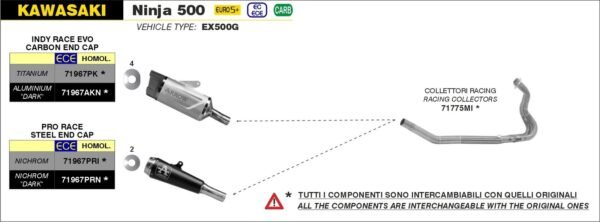 71967PRI | Kawasaki | NINJA 500 | 2024 | Arrow | NICHROM RACE PRO