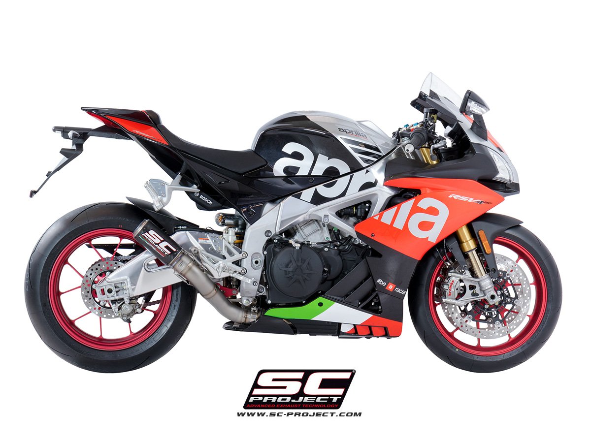 SCE265 | APRILIA | RSV4 | 2018 - 2020 | SC Project | RF - RR CR-T Carbon Fiber Muffler, high position, with titanium end cap