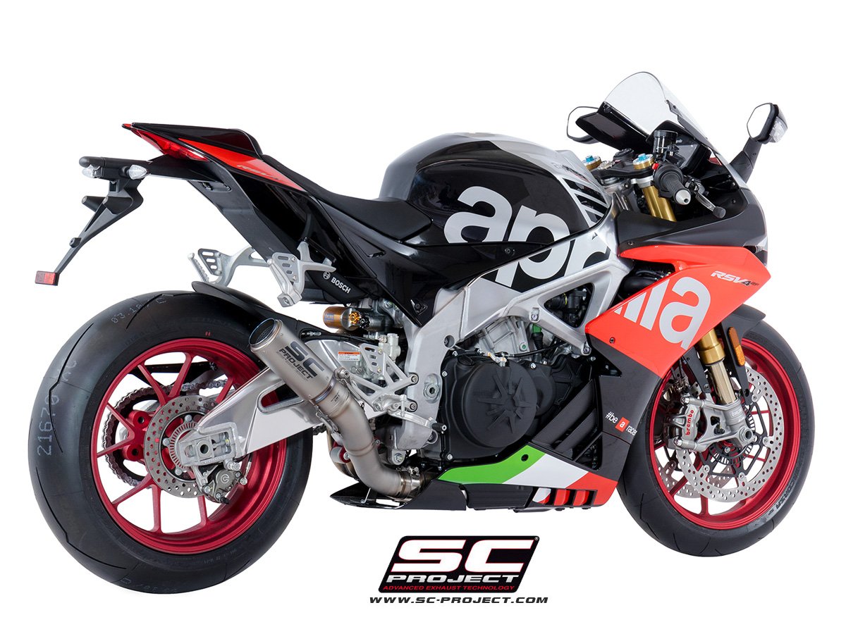 SCE267 | APRILIA | RSV4 | 2018 - 2020 | SC Project | RF - RR CR-T Titanium Muffler, high position, with titanium end cap