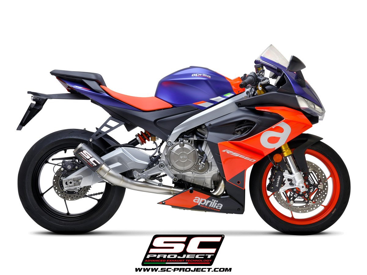 SCE285 | APRILIA | RS660 | 2020 - 2023 | SC Project | Full exhaust system 2-1, titanium, with CR-T Carbon Fiber Muffler