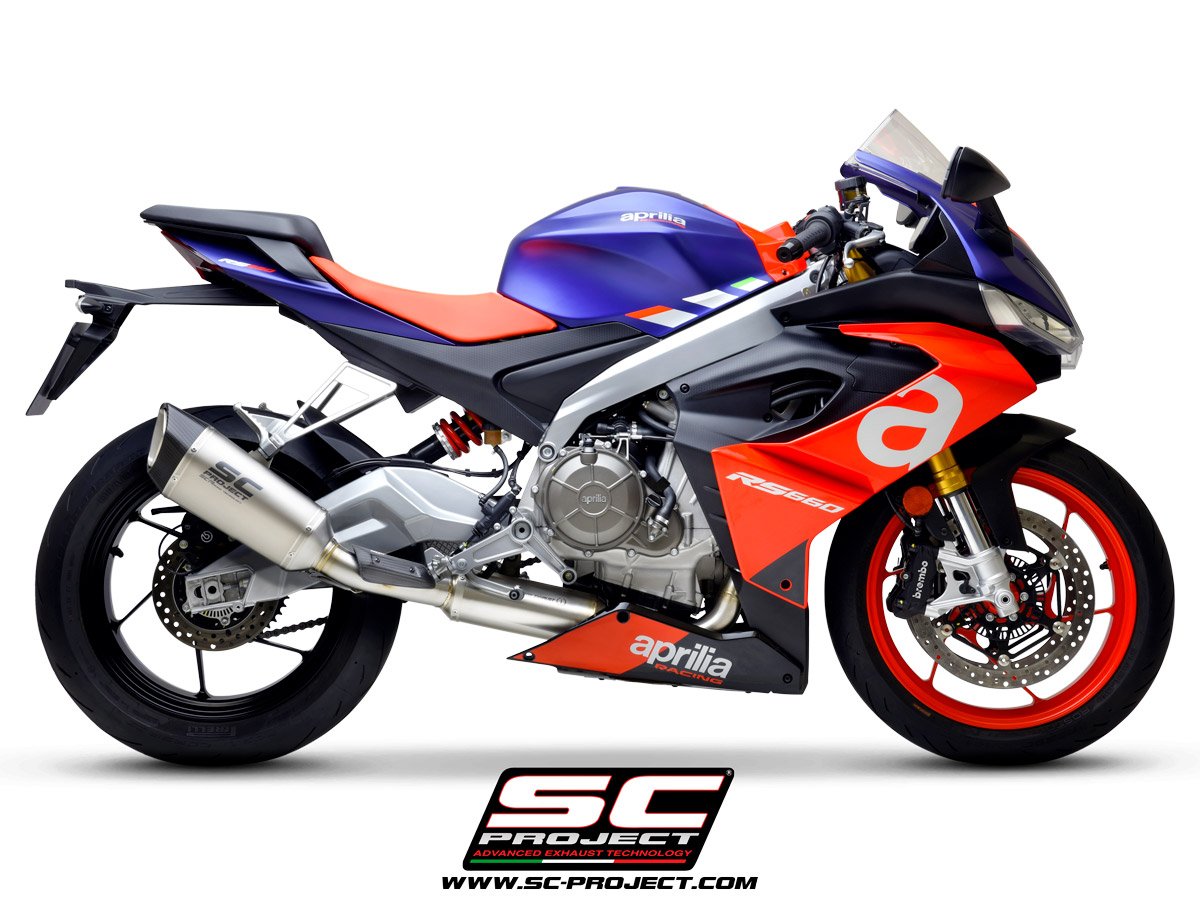 SCE281 | APRILIA | RS660 | 2020 - 2023 | SC Project | Full exhaust system 2-1, with SC1-R Titanium Muffler - Euro 5