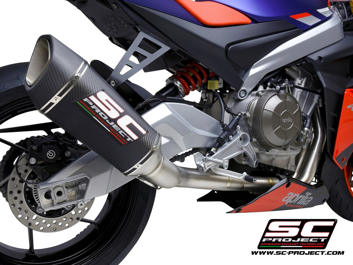 SCE282 | APRILIA | RS660 | 2020 - 2023 | SC Project | Full exhaust system 2-1 "Trofeo", titanium, with SC1-R Carbon Muffler - Image 6