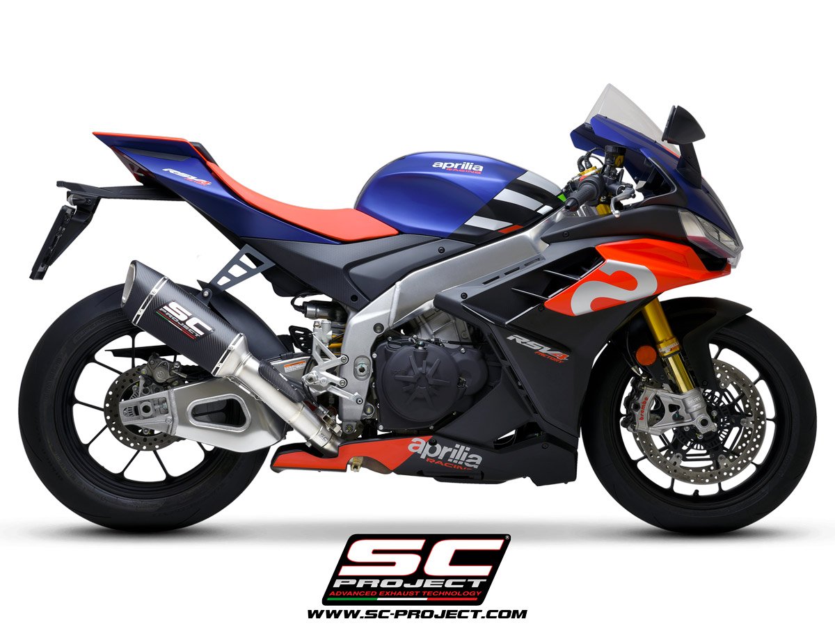 SCE272 | APRILIA | RSV4 | 2021 - 2023 | SC Project | FACTORY SC1-R Carbon fiber Muffler (250mm), with titanium exhaust valve