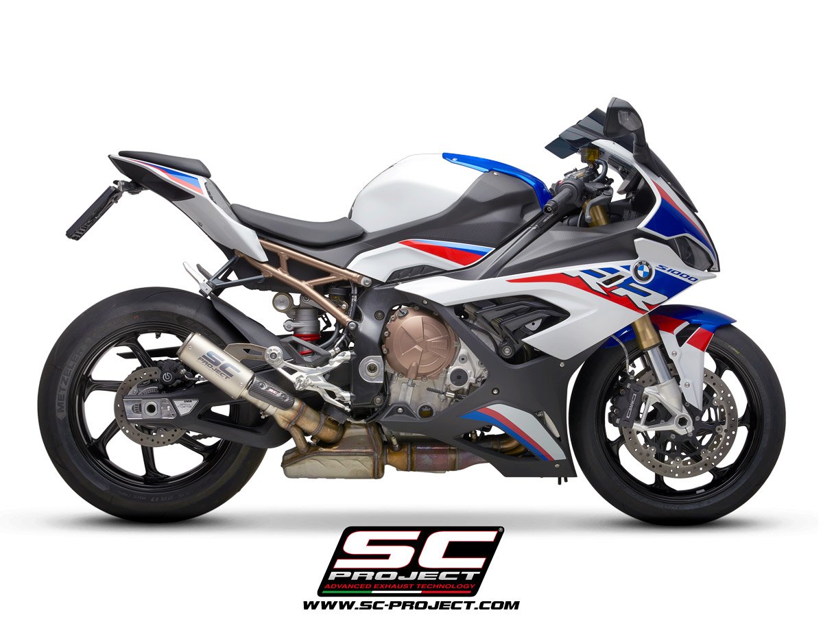SCE302 | BMW | S1000RR | 2019 - 2022 | SC Project | EURO 4 CR-T Titanium Muffler with Titanium mesh on exit muffler - Racing