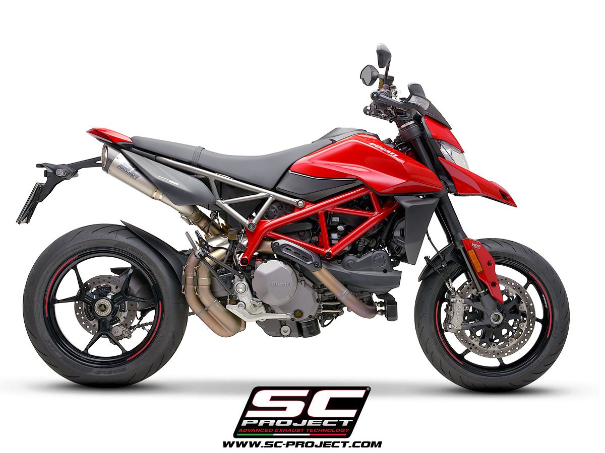 SCE261 | DUCATI | HYPERMOTARD 950 - RVE - SP | 2019 - 2021 | SC Project | EURO 4 Pair of S1 Mufflers, titanium, with titanium mesh stone guard