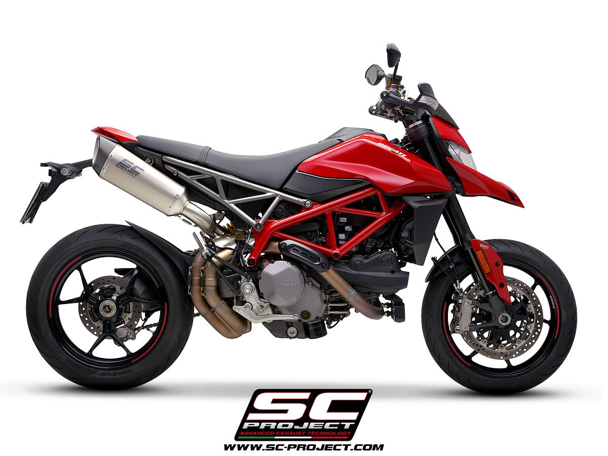 SCE258 | DUCATI | HYPERMOTARD 950 - RVE - SP | 2019 - 2021 | SC Project | EURO 4 SC1-R Muffler, titanium, with carbon fiber end cap