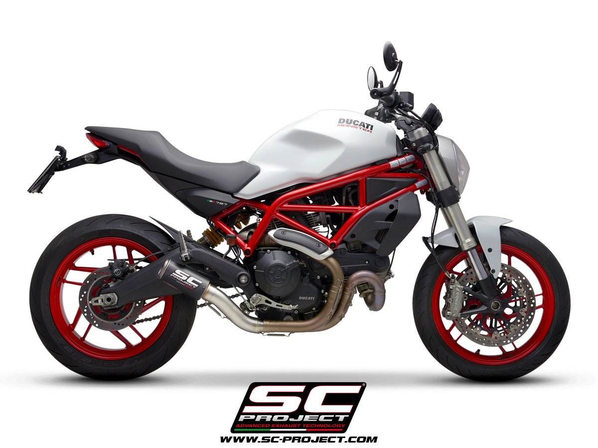 SCE252 | DUCATI | MONSTER 797 | 2017 - 2020 | SC Project | CR-T Muffler, carbon fiber, with full titanium Link Pipe